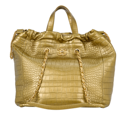 Croc Embossed 2 Way Tote, &pound;2,500, Handbags, Gold, Leather, Front view